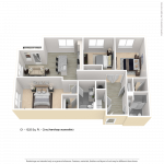 Three bedroom apartment floor plan for CenterWest luxury apartments in downtown Baltimore MD
